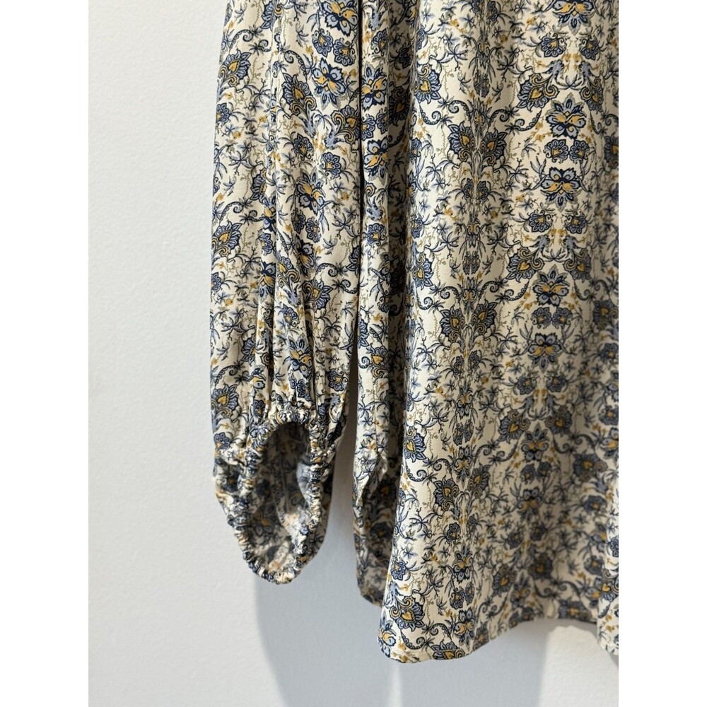 NWT Max Studio Floral  op Womens Sz L 3/4 Sleeve Button Peasant Resort Scandi - Picture 5 of 10